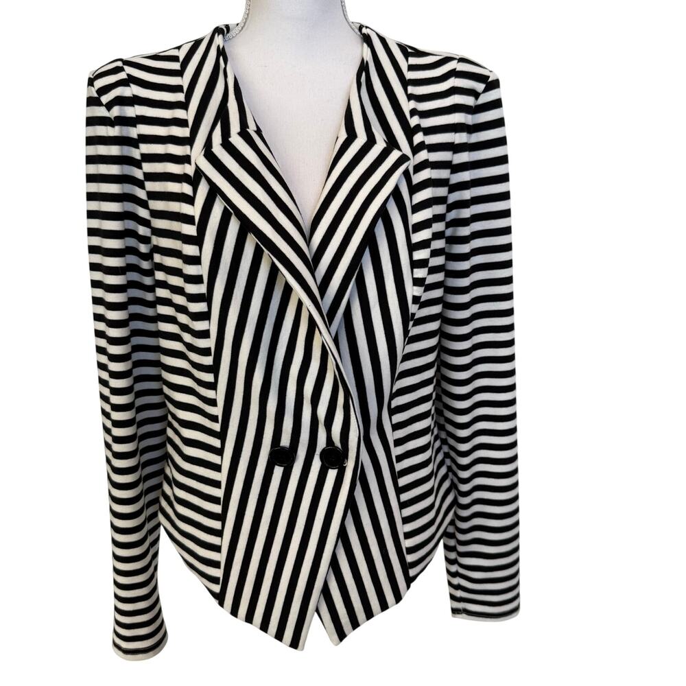 Forever 21+ Jacket Blazer Size 2X Black White Stripe Plus NWT